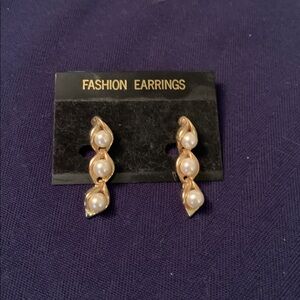 Gold and Pearl Drop Earrings